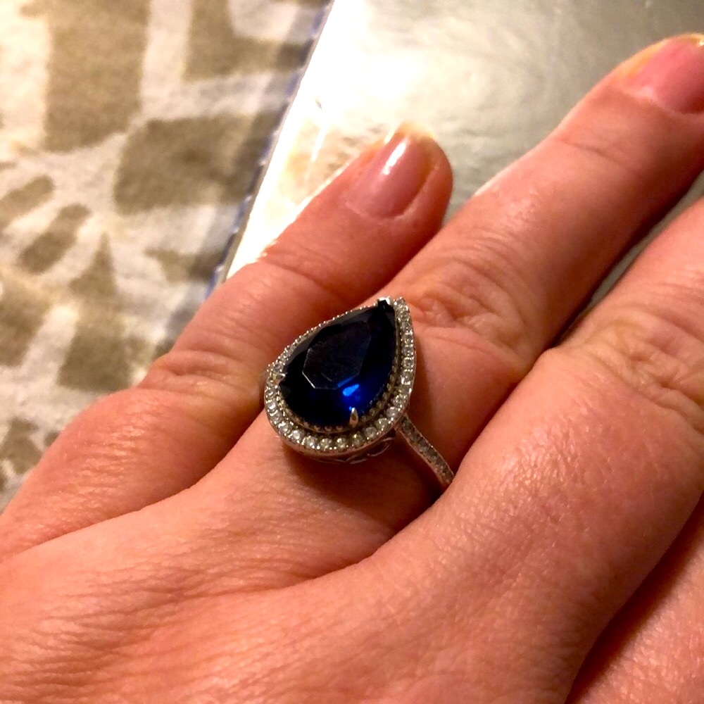 Beautiful Sapphire & CZ Ring